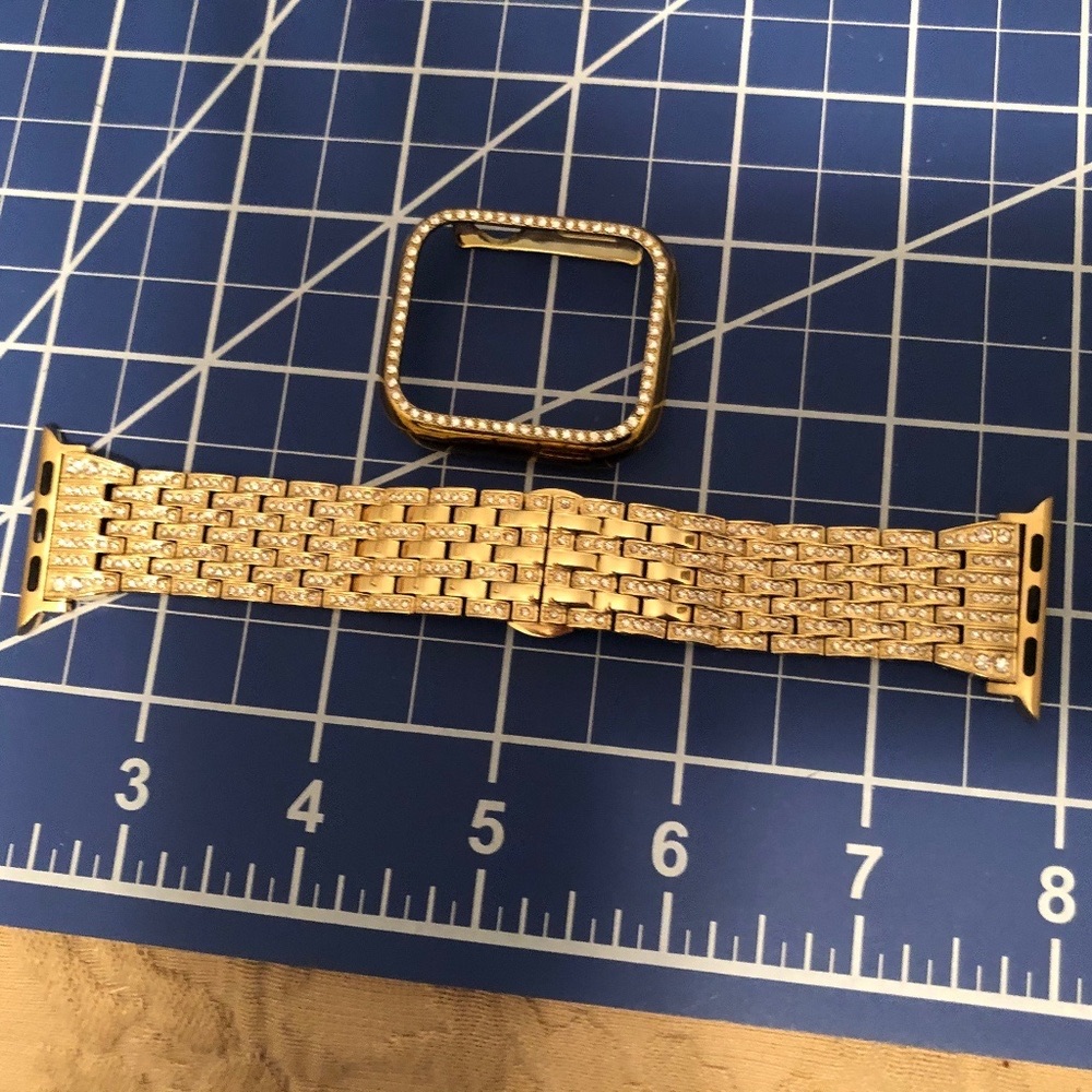 Bling Apple Watch band and screen protector- Gold.